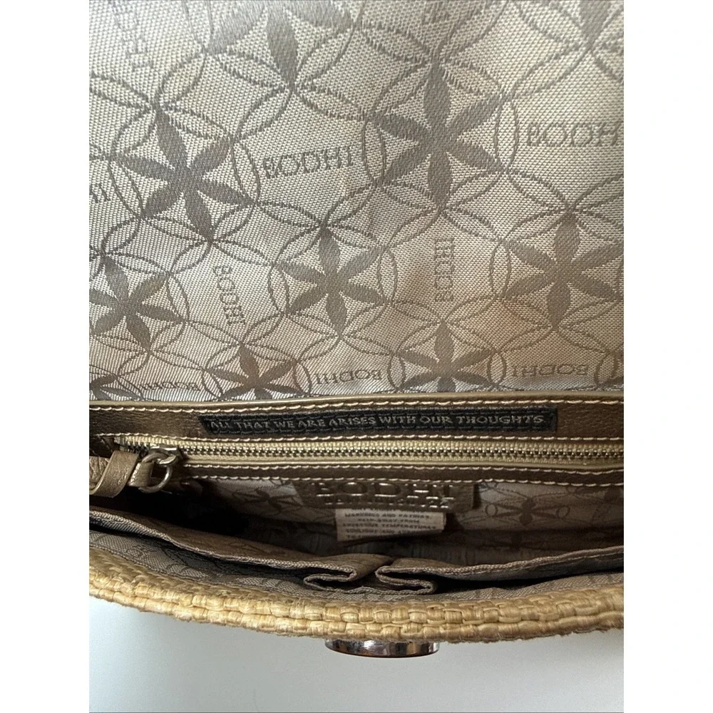 Bodhi Straw Raffia Metallic Leather Envelope Clutch Evening Bag
